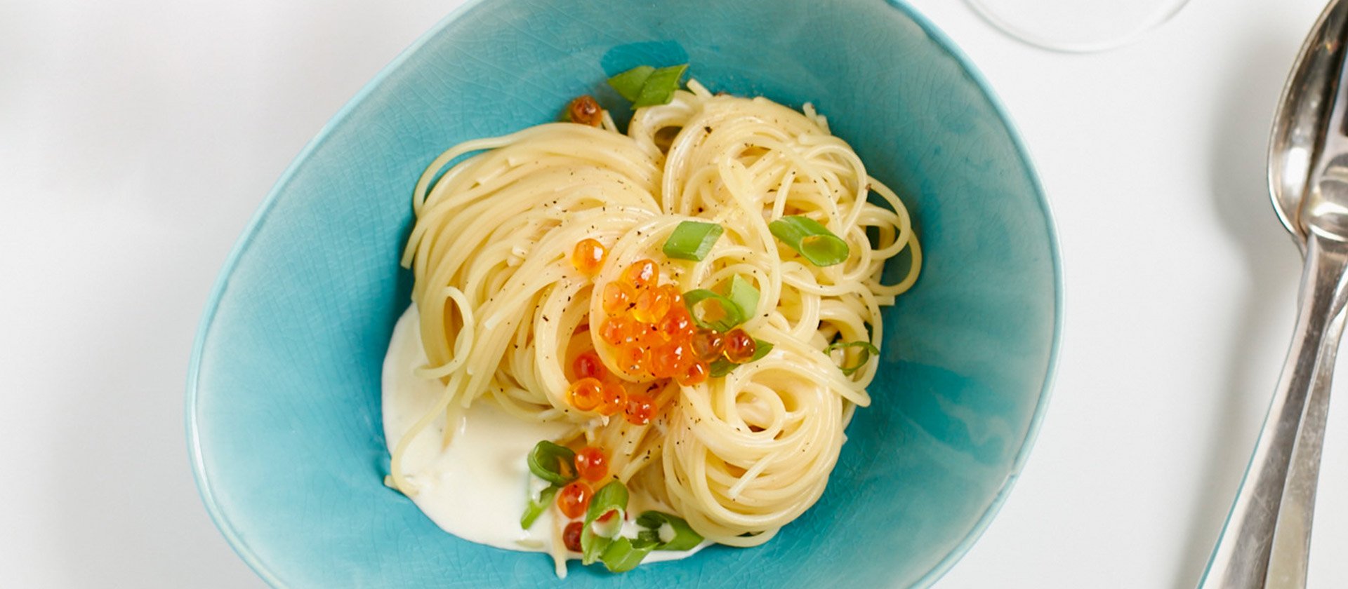 Pasta in einer Zitronensosse mit Wildlachs Caviar